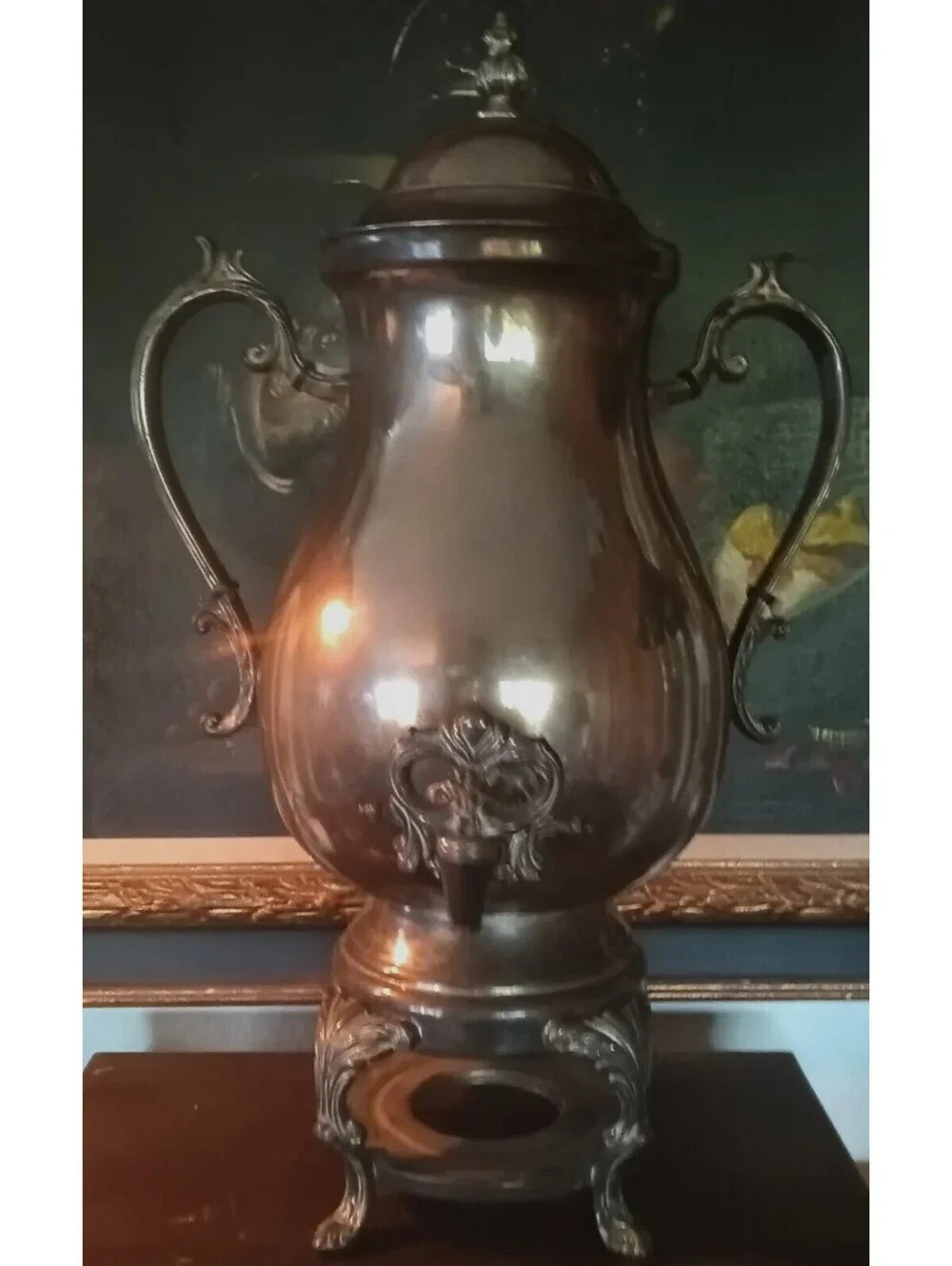 Vintage Silver plated Coffee Tea Urn Decanter Server Samovar Made in Indonesia.
